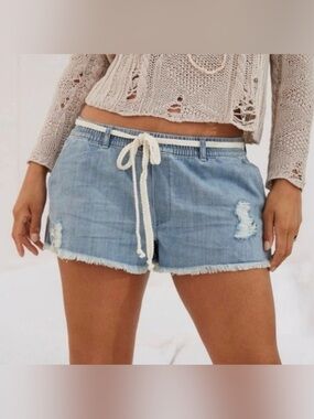 Aerie Pull On Denim Shorts Size Medium